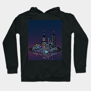 3D Illustration Of A Low Poly Modern Metropolis At Dusk Hoodie